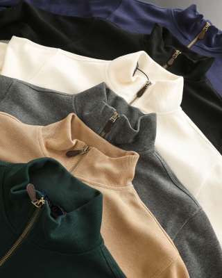 Ralph Lauren Sweatshirt Half-Zip Mock Neck Cotton Pullover