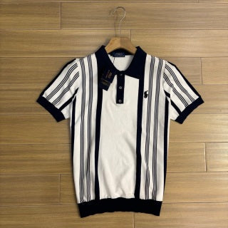 Ralph Lauren Vertical Stripe Ice Silk Knit Polo Shirt