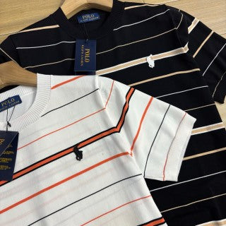 Ralph Lauren T-shirt Striped Knit Short Sleeve Collared Tee