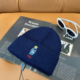 Ralph Lauren Hat Navy Polo Bear Ribbed Cuff Beanie