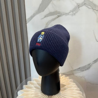 Ralph Lauren Hat Navy Polo Bear Ribbed Cuff Beanie