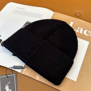 Ralph Lauren Hat Black Polo Bear Folded Cuff Beanie