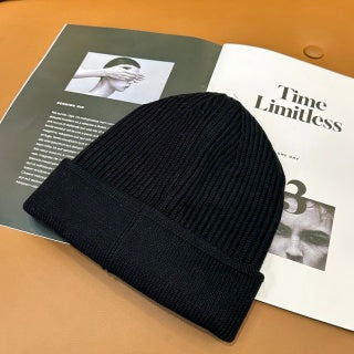 Ralph Lauren Hat Black White Pony Front Ribbed Beanie