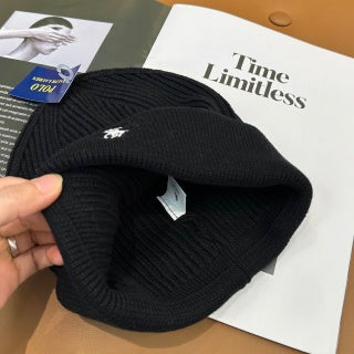 Ralph Lauren Hat Black White Pony Front Ribbed Beanie