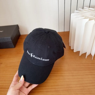Ralph Lauren Hat Black Contrast Wordmark Baseball Cap