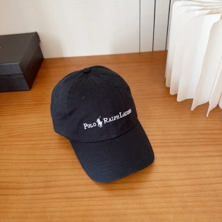 Ralph Lauren Hat Black Contrast Wordmark Baseball Cap