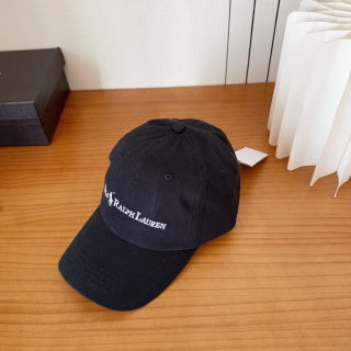 Ralph Lauren Hat Black Contrast Wordmark Baseball Cap