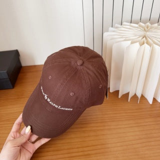Ralph Lauren Hat Brown Script Logo Curved Brim Baseball Cap