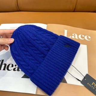 Ralph Lauren Hat Cobalt Blue Side Pony Ribbed Cuff Beanie