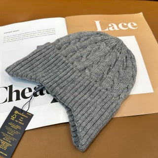 Ralph Lauren Hat Ash Gray Dark Pony Ribbed Knit Beanie