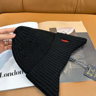 Ralph Lauren Hat Black Red Pony Deep Rib Knit Beanie