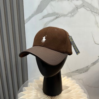 Ralph Lauren Hat Brown Curved-Brim Embroidered Pony Baseball Cap