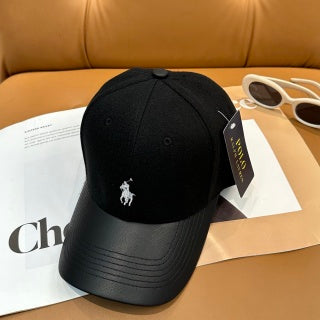 Ralph Lauren Hat Black Embroidered Pony Baseball Cap