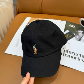 Ralph Lauren Hat Black Multicolor Pony Baseball Cap