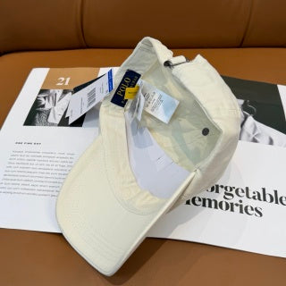 Ralph Lauren Hat Cream Side-Profile Baseball Cap with Small Polo Bear Embroidery