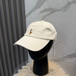 Ralph Lauren Hat Cream Side-Profile Baseball Cap with Small Polo Bear Embroidery