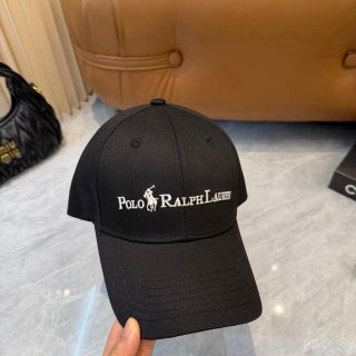 Ralph Lauren Hat Black Baseball Cap with White Polo Ralph Lauren Wordmark