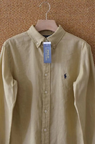 Ralph Lauren Shirt Classic Linen Button Down Long Sleeve Shirt