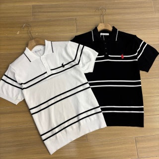 Ralph Lauren Striped Ice Silk Knit Polo Shirt
