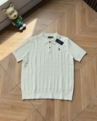 Ralph Lauren Cable-Knit Short Sleeve Polo Sweater
