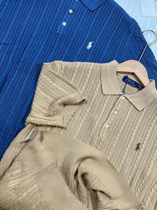 Ralph Lauren Cable Knit Cotton Polo Shirt