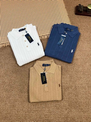 Ralph Lauren Cable Knit Cotton Polo Shirt