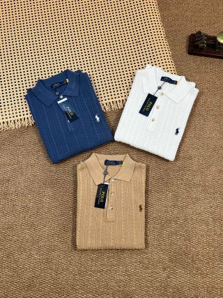 Ralph Lauren Cable Knit Cotton Polo Shirt