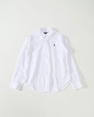 Ralph Lauren Shirt Washed Linen Classic Button Down Long Sleeve Shirt