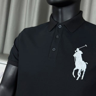 Ralph Lauren Polo Shirt Black Big Pony 03 Patch Cotton Piqué Polo