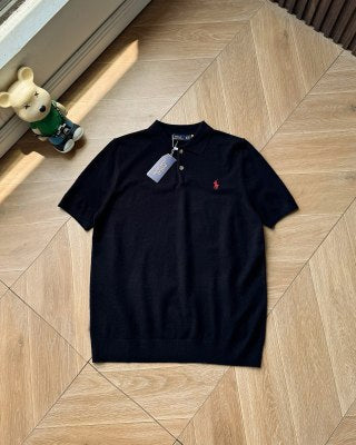 Ralph Lauren Polo Shirt Fine-Gauge Knit Ribbed Hem Polo