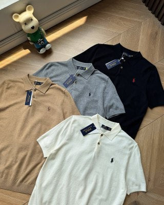 Ralph Lauren Polo Shirt Fine-Gauge Knit Ribbed Hem Polo