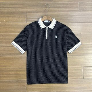 Ralph Lauren Polo Shirt Contrast Collar Ribbed Half-Zip Polo