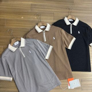 Ralph Lauren Polo Shirt Contrast Collar Ribbed Half-Zip Polo