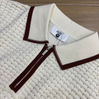 Ralph Lauren T-shirt Open-Knit Contrast Collar Short Sleeve Tee