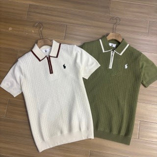 Ralph Lauren T-shirt Open-Knit Contrast Collar Short Sleeve Tee