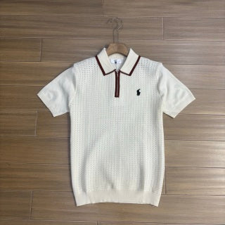 Ralph Lauren T-shirt Open-Knit Contrast Collar Short Sleeve Tee