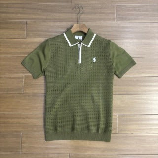 Ralph Lauren T-shirt Open-Knit Contrast Collar Short Sleeve Tee