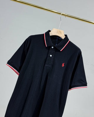Ralph Lauren Tipped Collar Cotton Mesh Polo Shirt