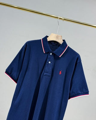 Ralph Lauren Tipped Collar Cotton Mesh Polo Shirt
