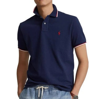 Ralph Lauren Tipped Collar Cotton Mesh Polo Shirt