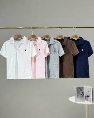 Ralph Lauren Polo Shirt Women's Cotton Ribbed Collar Polo