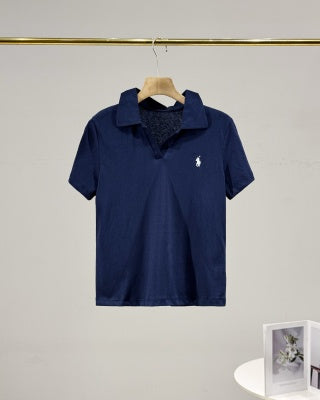 Ralph Lauren Polo Shirt Women's Cotton Ribbed Collar Polo