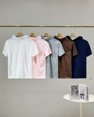 Ralph Lauren Polo Shirt Women's Cotton Ribbed Collar Polo