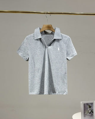 Ralph Lauren Polo Shirt Women's Cotton Ribbed Collar Polo