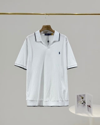 Ralph Lauren V-Neck Contrast Trim Cotton Polo Shirt