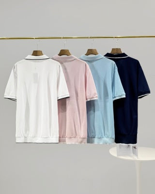 Ralph Lauren V-Neck Contrast Trim Cotton Polo Shirt